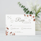 Carte RSVP de mariage floral en terre cuite modern (Debout devant)