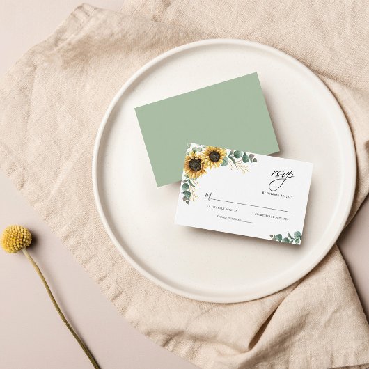 Carte RSVP de mariage floral Eucalyptus tournesol