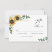 Carte RSVP de mariage floral Eucalyptus tournesol (Devant)