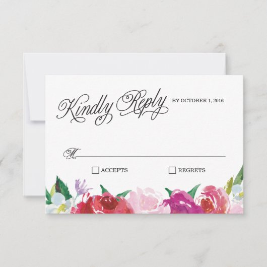 Carte RSVP de mariage floral moderne (Devant)