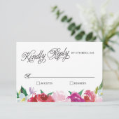 Carte RSVP de mariage floral moderne (Debout devant)