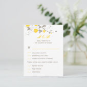 Carte RSVP de mariage floral moderne - moutarde (Debout devant)