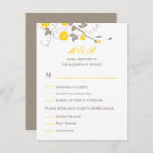 Carte RSVP de mariage floral moderne - moutarde (Devant / Derrière)