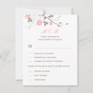Carte RSVP de mariage floral moderne - Rose doux