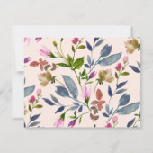 Carte RSVP de mariage floral moderne rose vif (Dos)