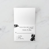 Carte RSVP de mariage floral noir et blanc (Intérieur)