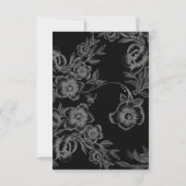 Carte RSVP de mariage floral noir et blanc moderne (Dos)