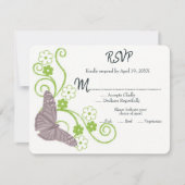 Carte RSVP de mariage floral papillon rose (Devant)