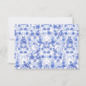 Carte RSVP de mariage Floral Porcelaine Bleue (Dos)