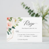 Carte RSVP de mariage floral rose et élégant moder (Debout devant)