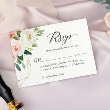 Carte RSVP de mariage floral rose et élégant moder