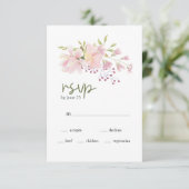 Carte RSVP de mariage floral rose Magnolia (Debout devant)