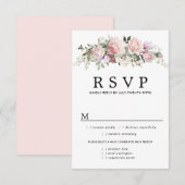 Carte RSVP de mariage floral rose, options de repa (Devant / Derrière)