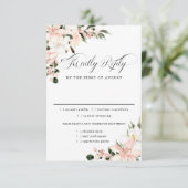 Carte RSVP de mariage floral rose, options de repa (Debout devant)