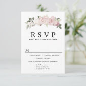 Carte RSVP de mariage floral rose, options de repa (Debout devant)
