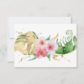 Carte RSVP de mariage floral rose tropicale (Dos)