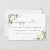 Carte RSVP de mariage floral Roses blanches (Devant)