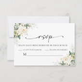 Carte RSVP de mariage floral Roses blanches (Devant)