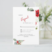 Carte RSVP de mariage floral rouge (Debout devant)