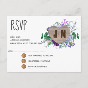 Carte RSVP de mariage floral rustique