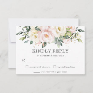 Carte RSVP de mariage floral souple et délicate en