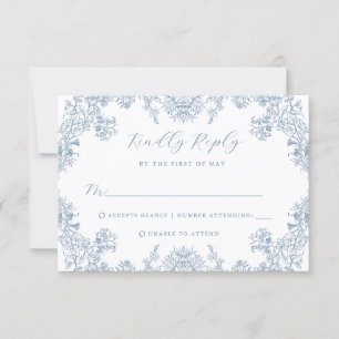 Carte RSVP de mariage floral vintage