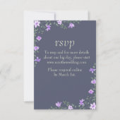 Carte RSVP de mariage floral violet et gris (Devant)