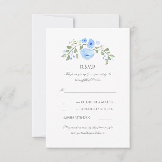 Carte RSVP de mariage Floral Watercolor (Devant)