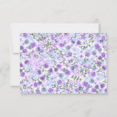 Carte RSVP de mariage florale violet et grise (Dos)