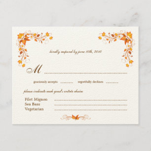 Carte RSVP de mariage Foliage Automne avec Envelop