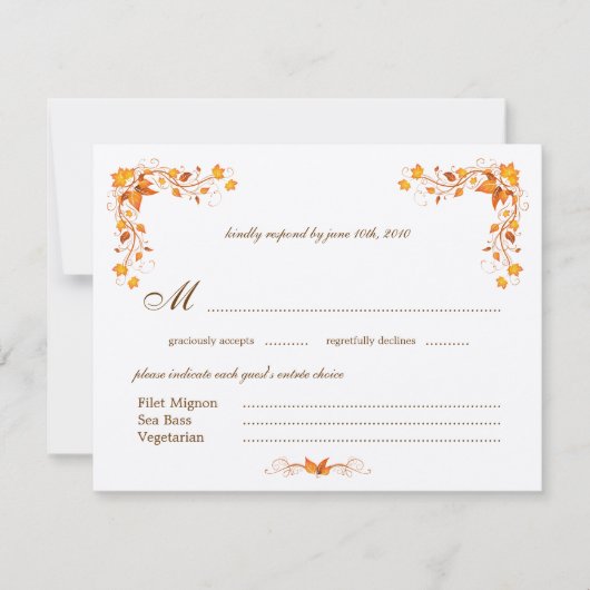 Carte RSVP de mariage Foliage Automne avec Envelop (Devant)