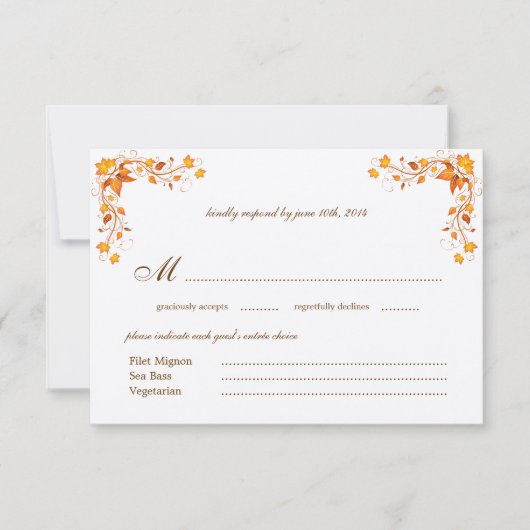 Carte RSVP de mariage Foliage Automne avec Envelop (Devant)