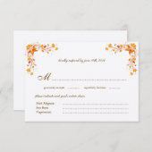 Carte RSVP de mariage Foliage Automne avec Envelop (Devant / Derrière)