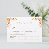 Carte RSVP de mariage Foliage Automne avec Envelop (Debout devant)