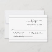 Carte RSVP de mariage Formelle en argent blanc (Devant)