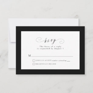 Carte RSVP de mariage formelle en noir et blanc