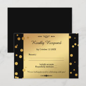 Carte RSVP de mariage Gold et Black Confetti (Devant / Derrière)