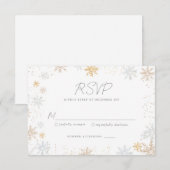 Carte RSVP de mariage Gold et Silver Snowflakes (Devant / Derrière)