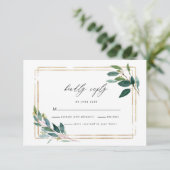 Carte RSVP de mariage Gold Eucalyptus Leaf (Debout devant)