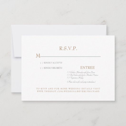 Carte RSVP de mariage Gold & Grey (Devant)
