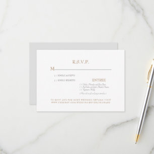 Carte RSVP de mariage Gold & Grey