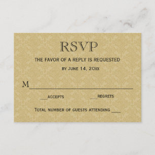 Carte RSVP de mariage / Gold & Maroon Damask