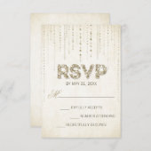 Carte RSVP de mariage Gold Parties scintillant (Devant / Derrière)