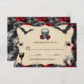 Carte RSVP de mariage gothique Vintage d'Halloween (Devant / Derrière)