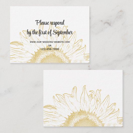 Carte RSVP de mariage graphique de tournesol (Devant / Derrière)