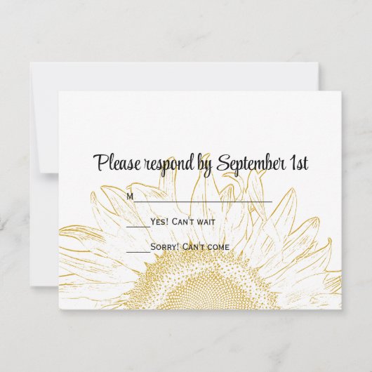 Carte RSVP de mariage graphique de tournesol jaune (Devant)