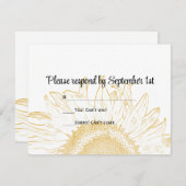 Carte RSVP de mariage graphique de tournesol jaune (Devant / Derrière)