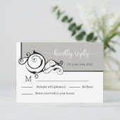 Carte RSVP de mariage Gray Elegant Calligraphie (Debout devant)