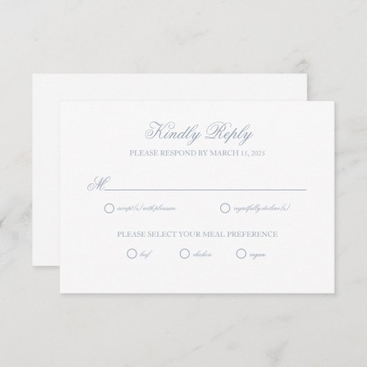 Carte RSVP de mariage gris bleu Dusty (Devant / Derrière)