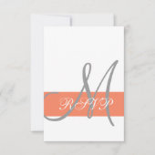 Carte RSVP de mariage gris corail | Noms des monog (Devant)